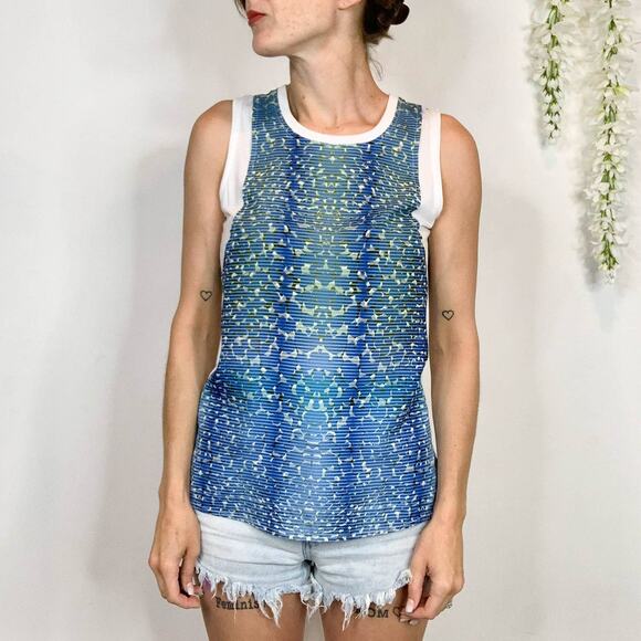 NWT KAREN MILLEN sleeveless top abstract stripes fairycore ocean academia 2525 - Picture 10 of 11